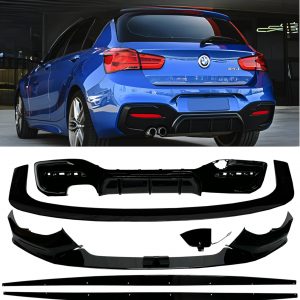 FRONT & REAR M PERFORMANCE BODY KIT GLOSS BLACK FOR BMW 1 SERIES F20 F21 LCI 2015-2019