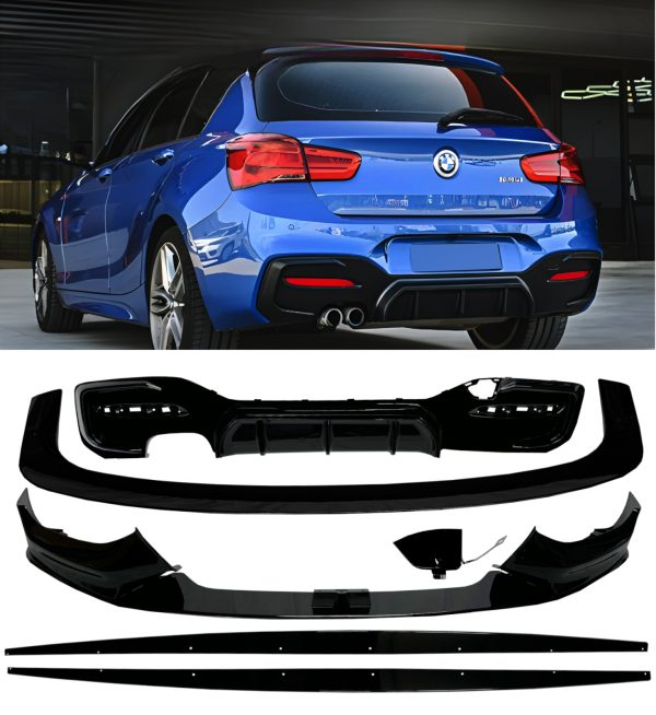 FRONT & REAR M PERFORMANCE BODY KIT GLOSS BLACK FOR BMW 1 SERIES F20 F21 LCI 2015-2019