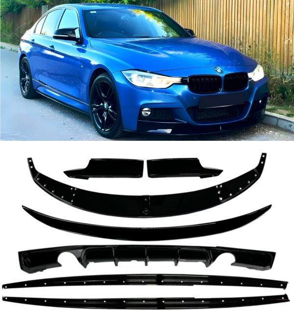FRONT LIP SPLITTER M PERFORMANCE BODY KIT GLOSS BLACK FOR BMW 3 SERIES F30