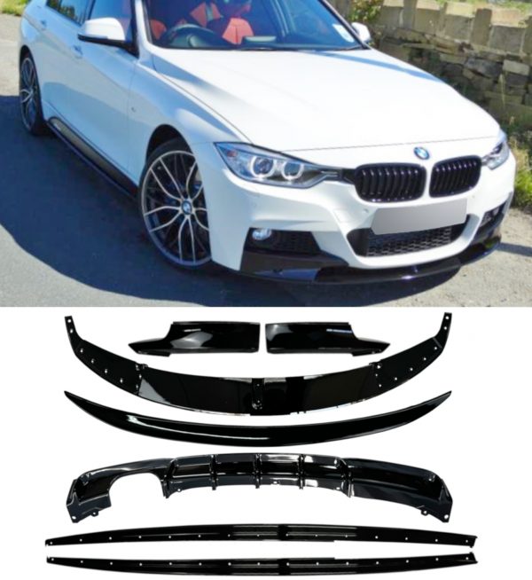 FRONT LIP SPLITTER M PERFORMANCE BODY KIT GLOSS BLACK FOR BMW 3 SERIES F30