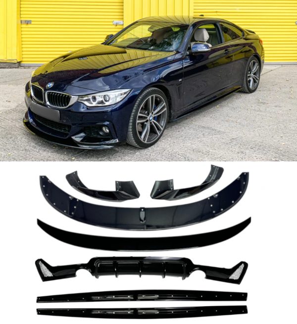 FRONT LIP SPLITTER M PERFORMANCE KIT GLOSS BLACK FOR BMW 4 SERIES F32 2013-2020