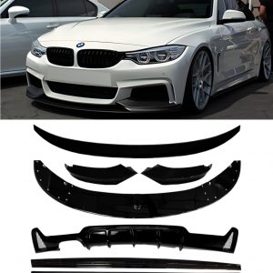 FRONT LIP SPLITTER M PERFORMANCE BODY KIT GLOSS BLACK FOR BMW 4 SERIES F32