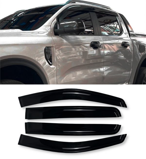 DOOR WIND DEFLECTORS SUN VISOR BLACK FOR FORD RANGER T9 2022+