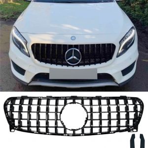 FRONT GRILLE PANAMERICANA GT STYLE GLOSS BLACK FOR MERCEDES GLA CLASS X156 2018+