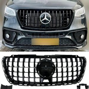 FRONT GRILLE GT STYLE GLOSS BLACK FOR MERCEDES SPRINTER W907 2019+