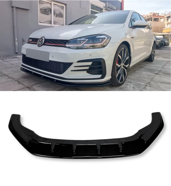 FRONT LIP SPLITTER SPOILER GLOSS BLACK FOR VW GOLF MK7.5 GTI GTD 2017-2020