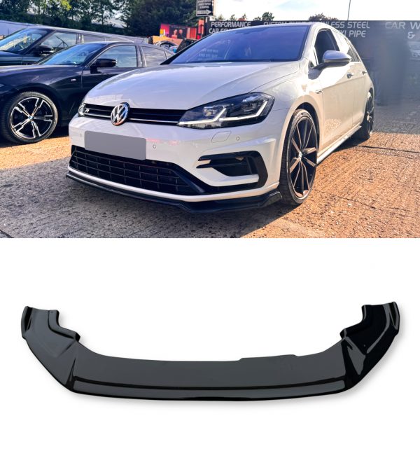 FRONT LIP SPLITTER SPOILER GLOSS BLACK FOR VW GOLF MK7.5 R 2017-2020