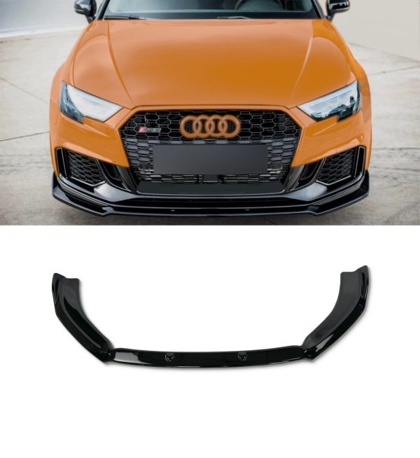 FRONT LIP SPLITTER GLOSS BLACK FOR AUDI RS3 8V FACELIFT 2017-2020