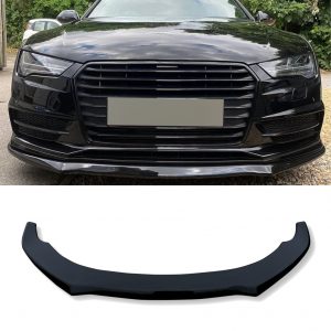 FRONT LIP SPLITTER GLOSS BLACK FOR AUDI A7 S7 S-LINE C7 FACELIFT 2014-2017