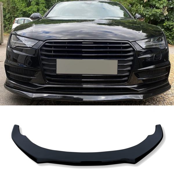 FRONT LIP SPLITTER GLOSS BLACK FOR AUDI A7 S7 S-LINE C7 FACELIFT 2014-2017