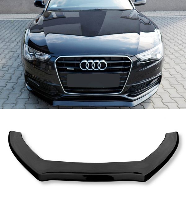 FRONT LIP SPLITTER GLOSS BLACK FOR AUDI A5 S-LINE & S5 8T FACELIFT 2011-2016