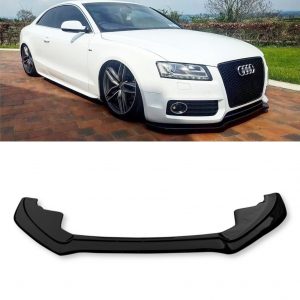 FRONT LIP SPLITTER GLOSS BLACK FOR AUDI A5 S-LINE 8T S5 8T PRE FACELIFT 2007-2011