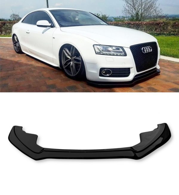 FRONT LIP SPLITTER GLOSS BLACK FOR AUDI A5 S-LINE 8T S5 8T PRE FACELIFT 2007-2011