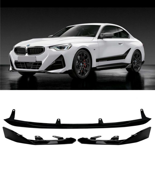 FRONT SPLITTER LIP SPOILER GLOSS BLACK FOR BMW 2 SERIES G42 G43 2 DOOR 2022+