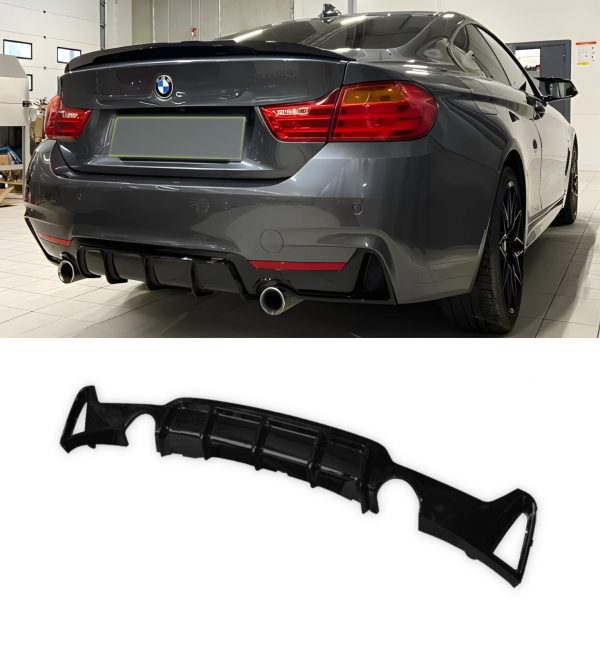 BMW 4 SERIES F32 F33 F36 M SPORT PERFORMANCE REAR DIFFUSER VALANCE GLOSS BLACK