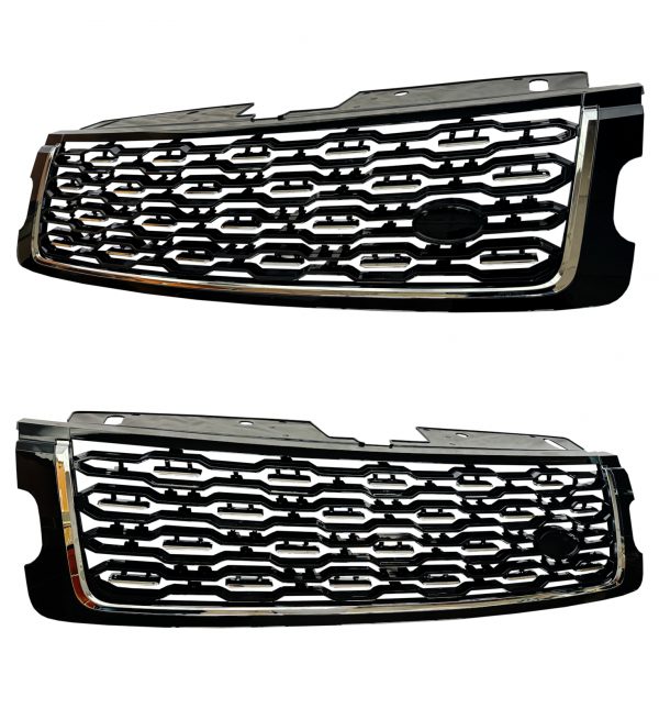 SVA STYLE FRONT GRILLE FOG COVER TRIM KIT GLOSS BLACK CHROME FOR VOGUE L405 18+ - Image 2