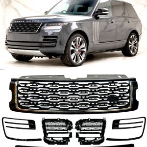 SVA STYLE FRONT GRILLE FOG COVER TRIM KIT GLOSS BLACK CHROME FOR VOGUE L405 18+