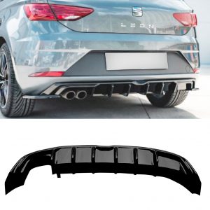 REAR DIFFUSER GLOSS BLACK FOR SEAT LEON MK3 FR FACELIFT 2017-2019