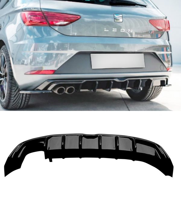 REAR DIFFUSER GLOSS BLACK FOR SEAT LEON MK3 FR FACELIFT 2017-2019