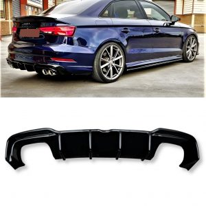 REAR DIFFUSER GLOSS BLACK FOR AUDI A3 S3 SALOON 8V S-LINE FACELIFT 2016-2020