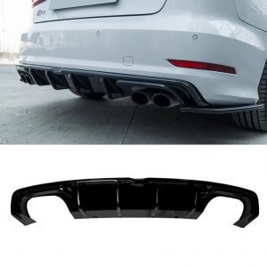REAR DIFFUSER GLOSS BLACK FOR AUDI A3 S3 SALOON 8V PRE-FACELIFT 2013-2016