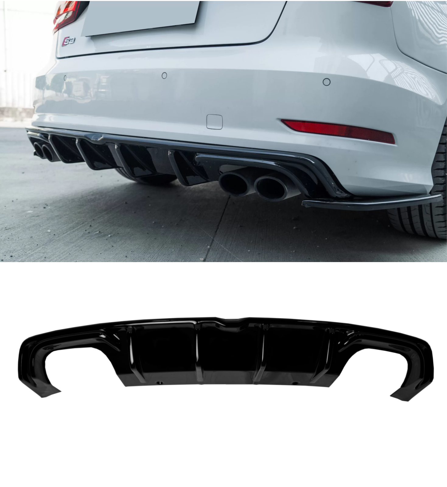 CT Carbon Gloss Black Diffuser For Audi A3 / S3 8V Facelift Saloon (4 Door)