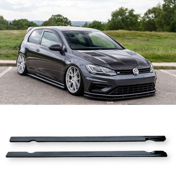 SIDE SKIRT EXTENSION BLADE GLOSS BLACK FOR VW GOLF MK7/7.5 R/GTI/R-LINE 2013-20