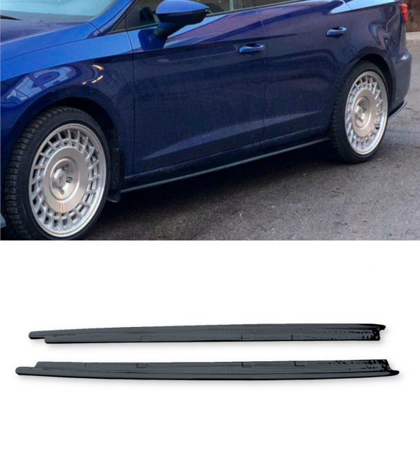 SIDE SKIRTS EXTENSION BLADES GLOSS BLACK FOR SEAT LEON FR CUPRA 2012-2019