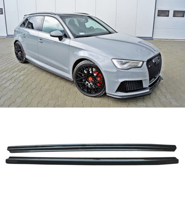 SIDE SKIRT BLADES GLOSS BLACK FOR AUDI RS3 8V SPORTBACK 2015-2020