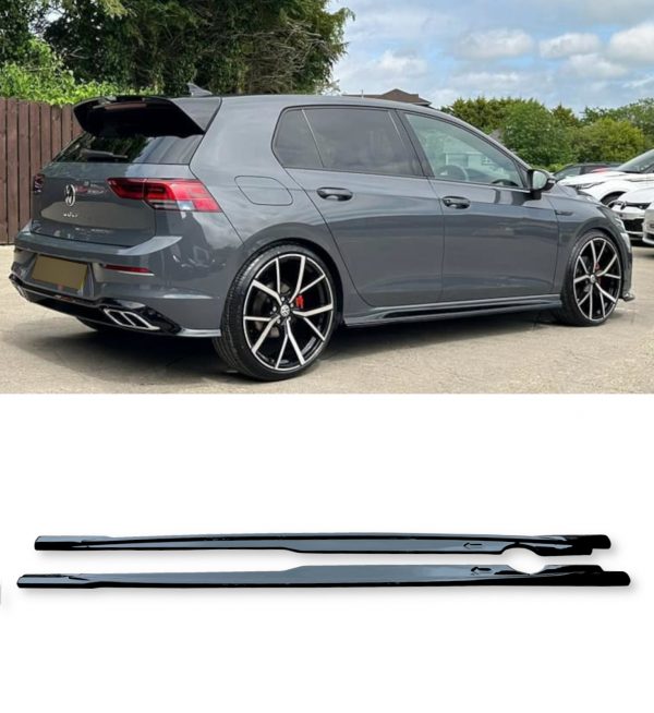 SIDE SKIRT BLADES GLOSS BLACK FOR VW GOLF R MK8 2020+