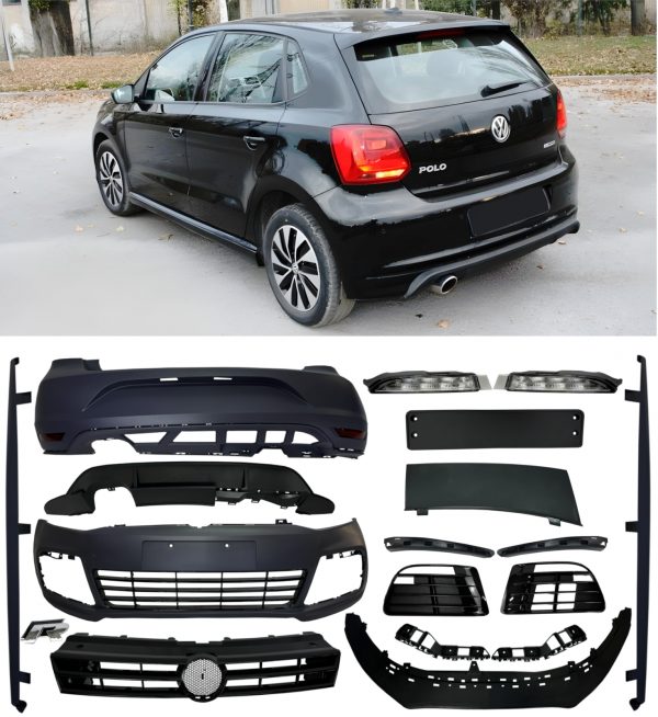 FRONT BUMPER GRILLE DIFFUSER FULL BODY KIT R20 LOOK PRIMED FOR VW POLO 2010-2017