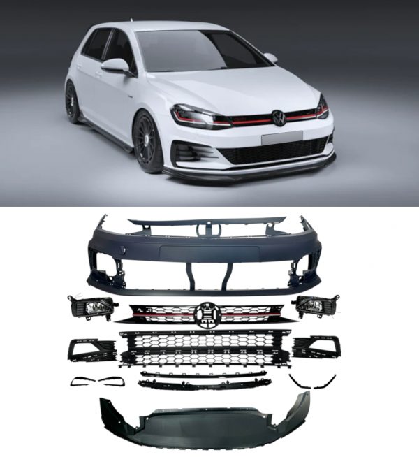 FRONT BUMPER WITH GRILLE BODY KIT GTI LOOK PRIMED FOR VW POLO 2018+
