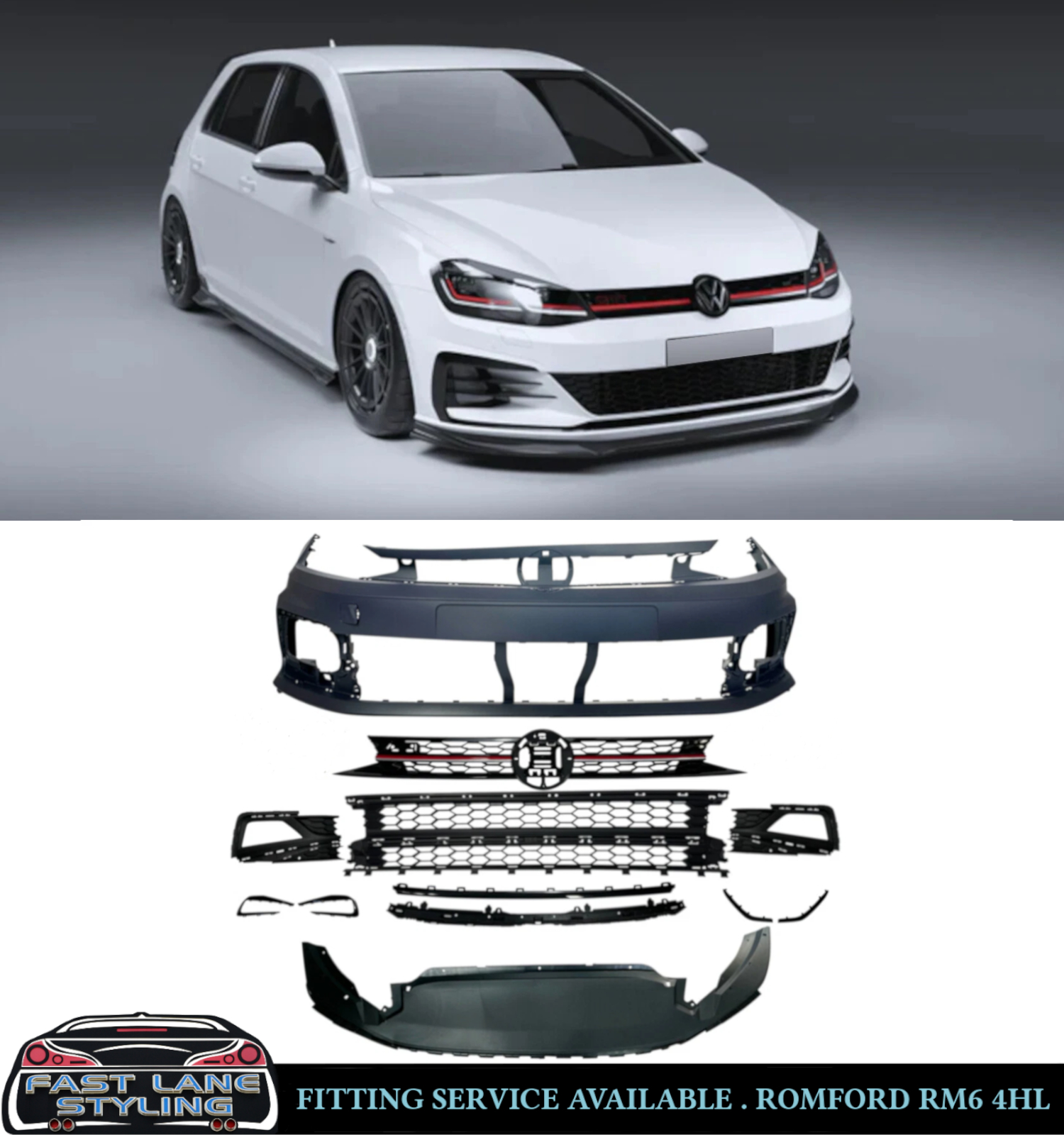 FRONT BUMPER WITH GRILLE BODY KIT GTI LOOK PRIMED FOR VW POLO 2018+