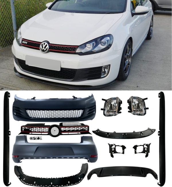 FRONT BUMPER DIFFUSER SIDE SKIRT FULL BODY KIT GTI LOOK PRIMED FOR VW GOLF MK6
