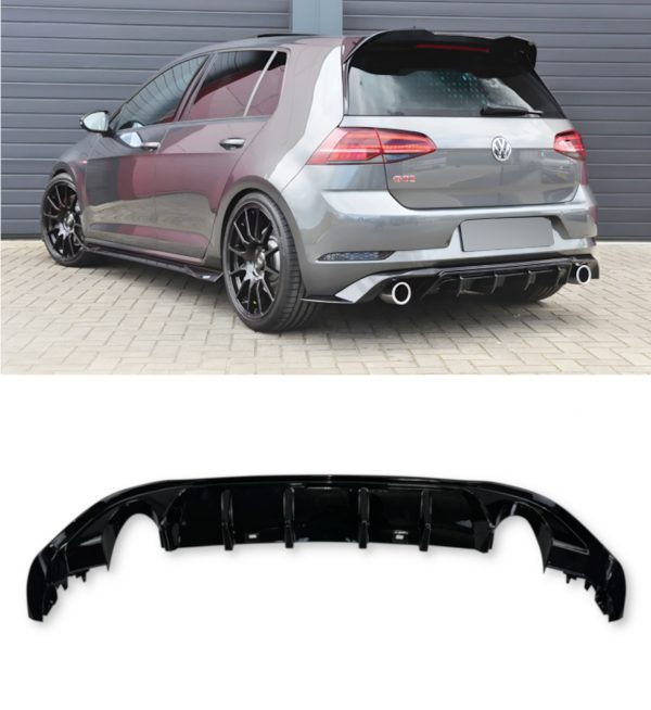 REAR DIFFUSER BUMPER TCR LOOK GLOSS BLACK FOR VW GOLF MK7.5 2017-2019
