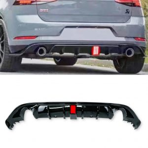 REAR DIFFUSER WITH F1 LIGHT GTI TCR LOOK GLOSS BLACK FOR VW GOLF MK7.5 2017-2020