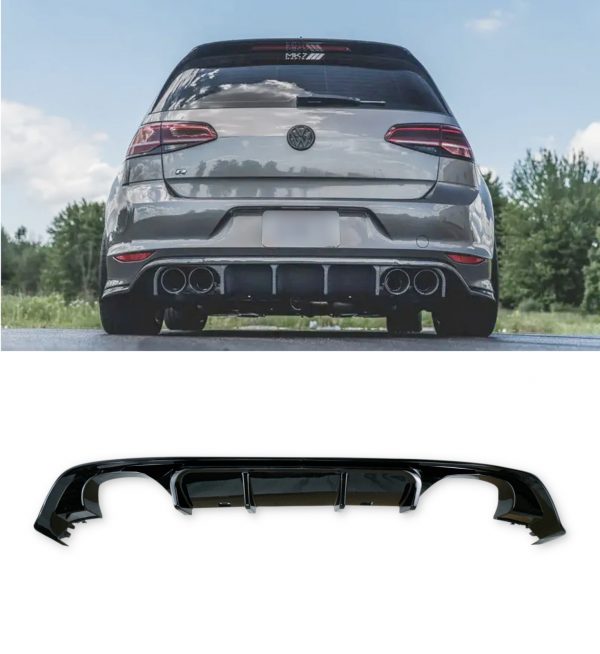 REAR DIFFUSER QUAD EXIT TCR LOOK GLOSS BLACK FOR VW GOLF MK7.5 2017-2021