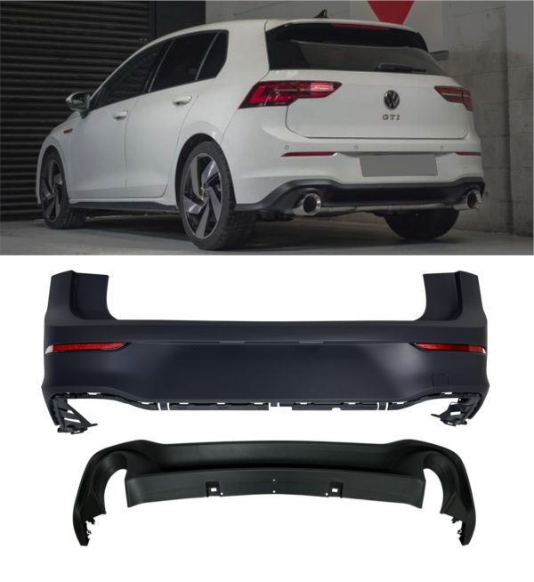 REAR BUMPER WITH DIFFUSER GTI LOOK PRIMED FOR VW GOLF MK8 2020+
