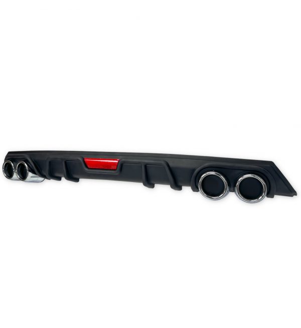 REAR DIFFUSER WITH SILVER TIPS MATTE BLACK FOR VW POLO MK5 2009-2017 - Image 2