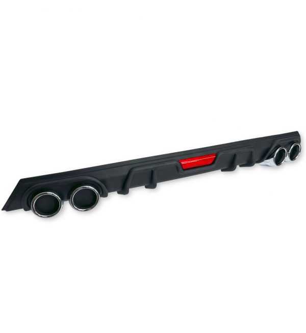 REAR DIFFUSER WITH SILVER TIPS MATTE BLACK FOR VW POLO MK5 2009-2017 - Image 3