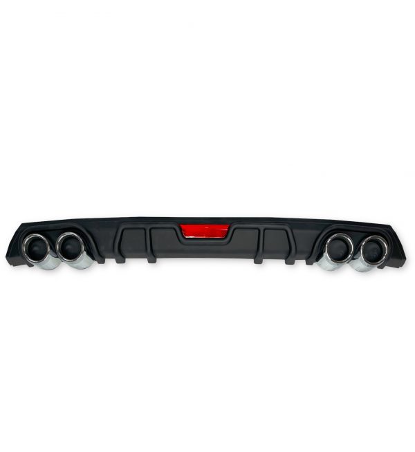 REAR DIFFUSER WITH SILVER TIPS MATTE BLACK FOR VW POLO MK5 2009-2017