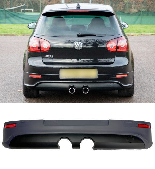 REAR BUMPER WITH DIFFUSER R32 LOOK GLOSS BLACK FOR VW GOLF MK5 2004-2009