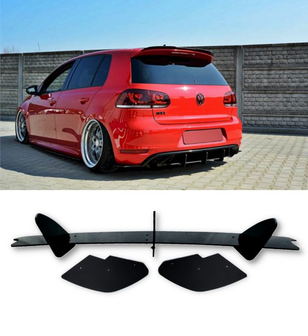 REAR DIFFUSER ADD ON FINS GLOSS BLACK FOR VW GOLF MK6 GTI 2009-2012