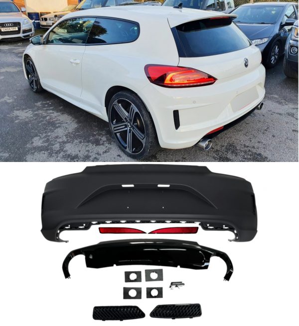 REAR BUMPER DIFFUSER BODY KIT R LOOK PRIMED FOR VW SCIROCCO 2015+