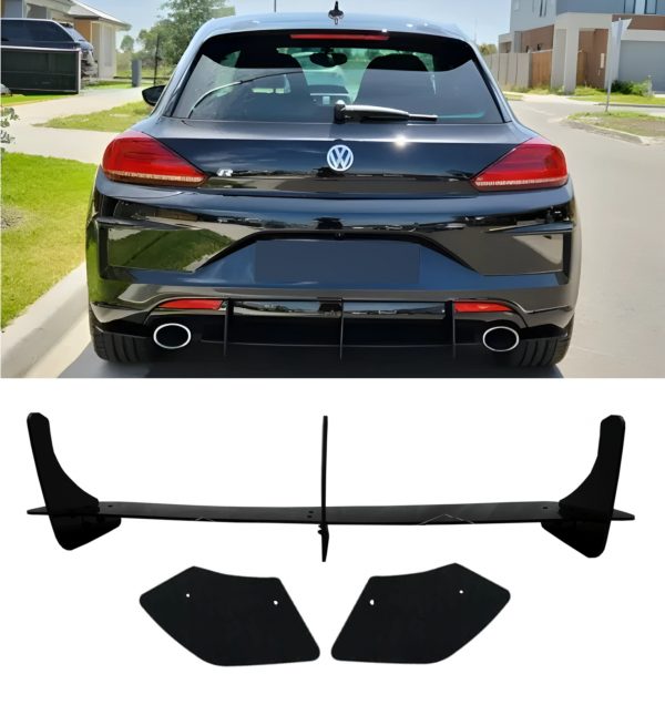 REAR DIFFUSER ADD ON FINS GLOSS BLACK FOR VW SCIROCCO R 2010-2018