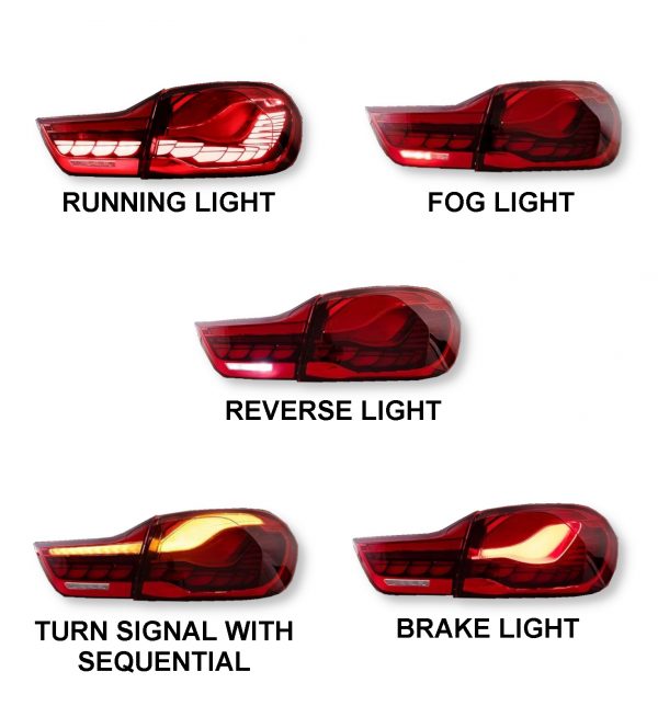 REAR DYNAMIC SEQUENTIAL INDICATOR DRAGON SCALE TAILLIGHT FOR BMW 4 SERIES M4 13+ - Image 3