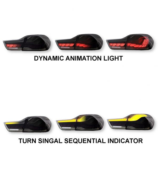 REAR DYNAMIC SEQUENTIAL INDICATOR DRAGON SCALE TAILLIGHT FOR BMW 4 SERIES M4 13+ - Image 2