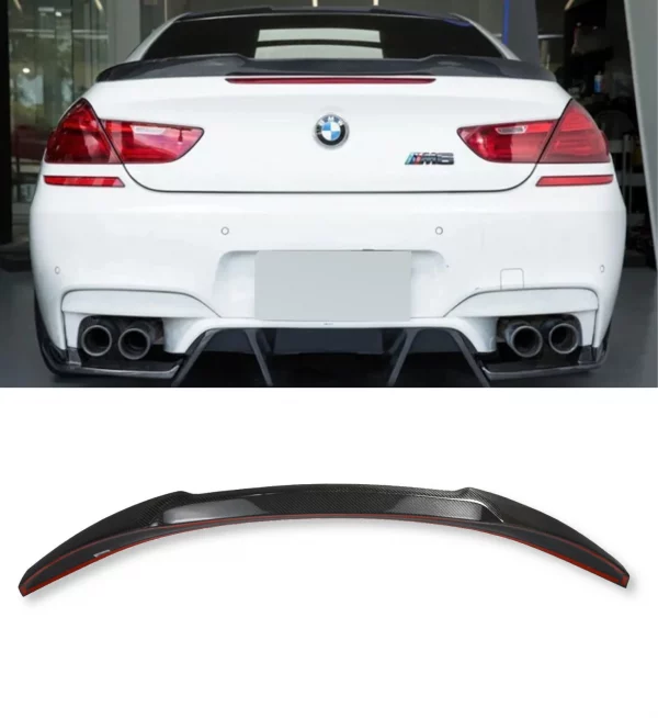 REAR BOOT SPOILER LIP V STYLE REAL CARBON FIBRE FOR BMW 6 SERIES F06 2011-2018 - Image 4