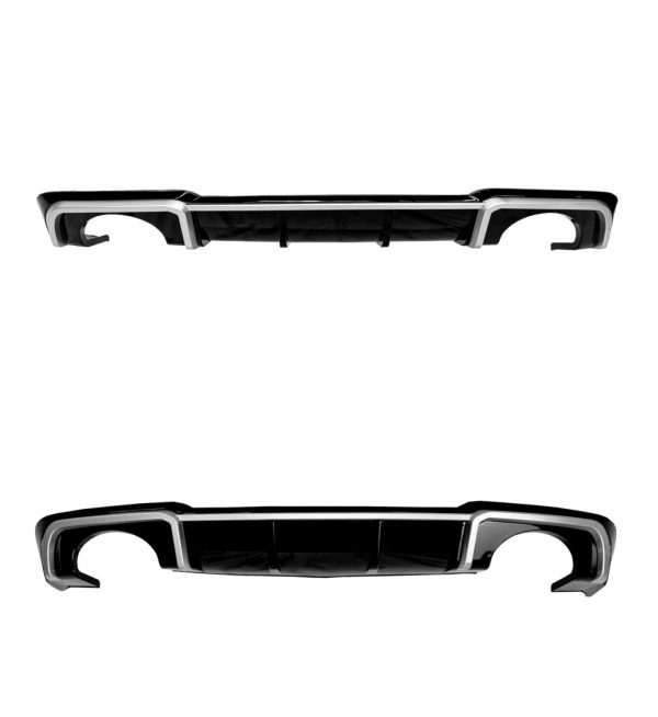 REAR DIFFUSER WITH SILVER TIPS RS3 STYLE GLOSS BLACK FOR AUDI A3 8V FACELIFT 17+ - Image 2