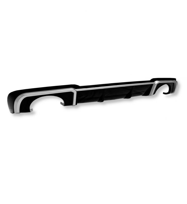 REAR DIFFUSER WITH SILVER TIPS RS3 STYLE GLOSS BLACK FOR AUDI A3 8V FACELIFT 17+ - Image 4